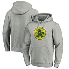 Athletics Cooperstown Collection Huntington Logo Fitted Pullover Hoodie - Heather Gray