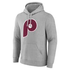 Philadelphia Phillies Cooperstown Collection Huntington Logo Fitted Pullover Hoodie - Heather Gray