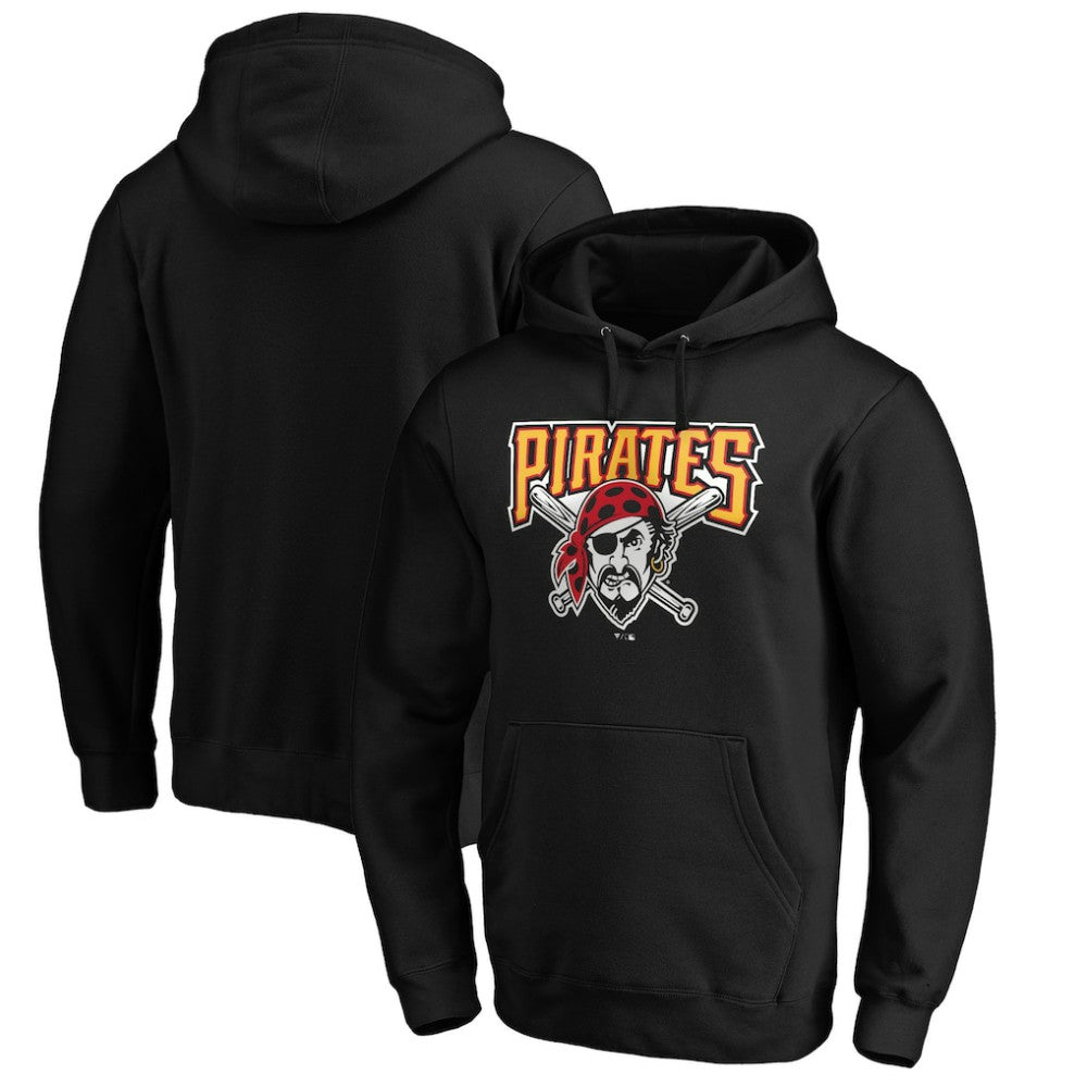 Pittsburgh Pirates Cooperstown Collection Huntington Logo Fitted Pullover Hoodie - Black