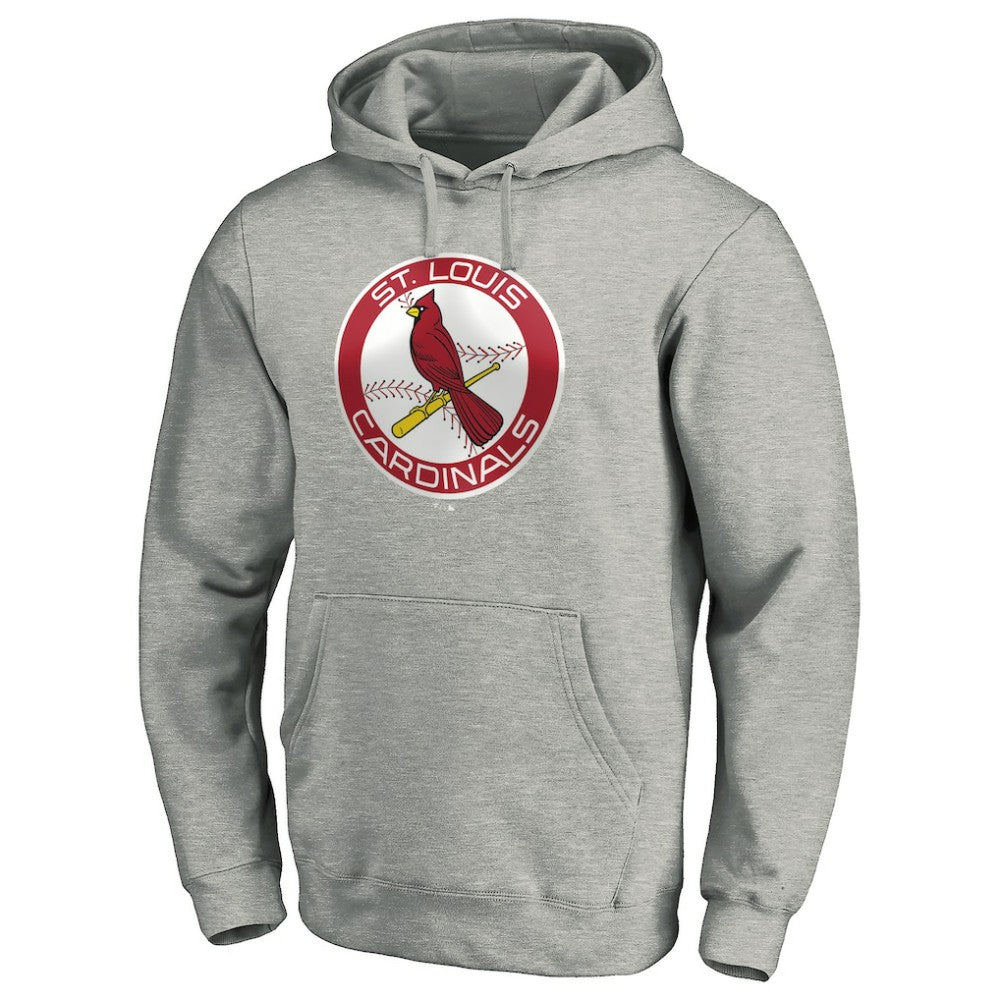 St. Louis Cardinals Cooperstown Collection Huntington Logo Fitted Pullover Hoodie - Heather Gray