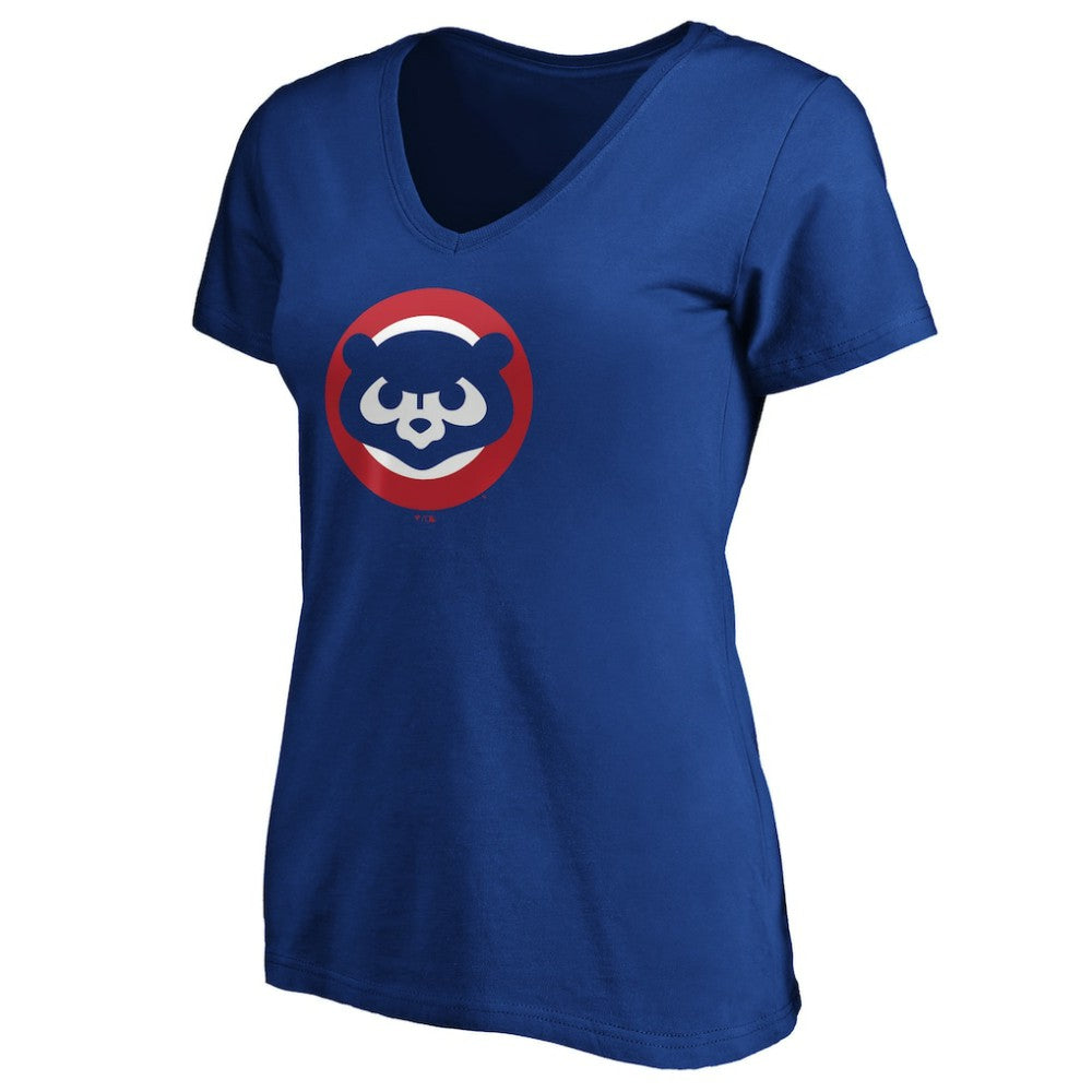 Chicago Cubs Women's Cooperstown Collection Huntington Logo V-Neck T-Shirt - Royal