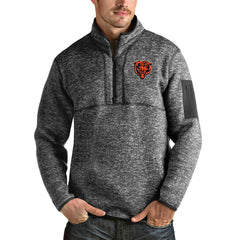 Chicago Bears Antigua Bear Head Fortune Quarter-Zip Pullover Jacket - Heathered Charcoal for sale