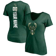Milwaukee Bucks Women's Playmaker Personalized Name & Number V-Neck T-Shirt - Hunter Green shop