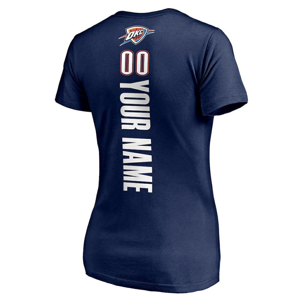 Oklahoma City Thunder Women's Playmaker Personalized Name & Number V-Neck T-Shirt - Navy sale