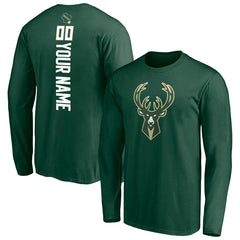 Milwaukee Bucks Playmaker Personalized Name & Number Long Sleeve T-Shirt - Hunter Green sale