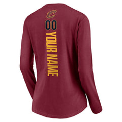 Cleveland Cavaliers Women's Playmaker Personalized Name & Number Long Sleeve V-Neck T-Shirt sale - Wine online