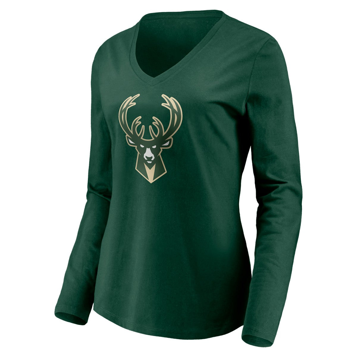 Milwaukee Bucks Women's Playmaker Personalized Name & Number Long Sleeve V-Neck T-Shirt - Hunter Green discount