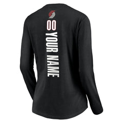 Portland Trail Blazers Women's Playmaker Personalized Name & Number Long Sleeve V-Neck T-Shirt - Black online