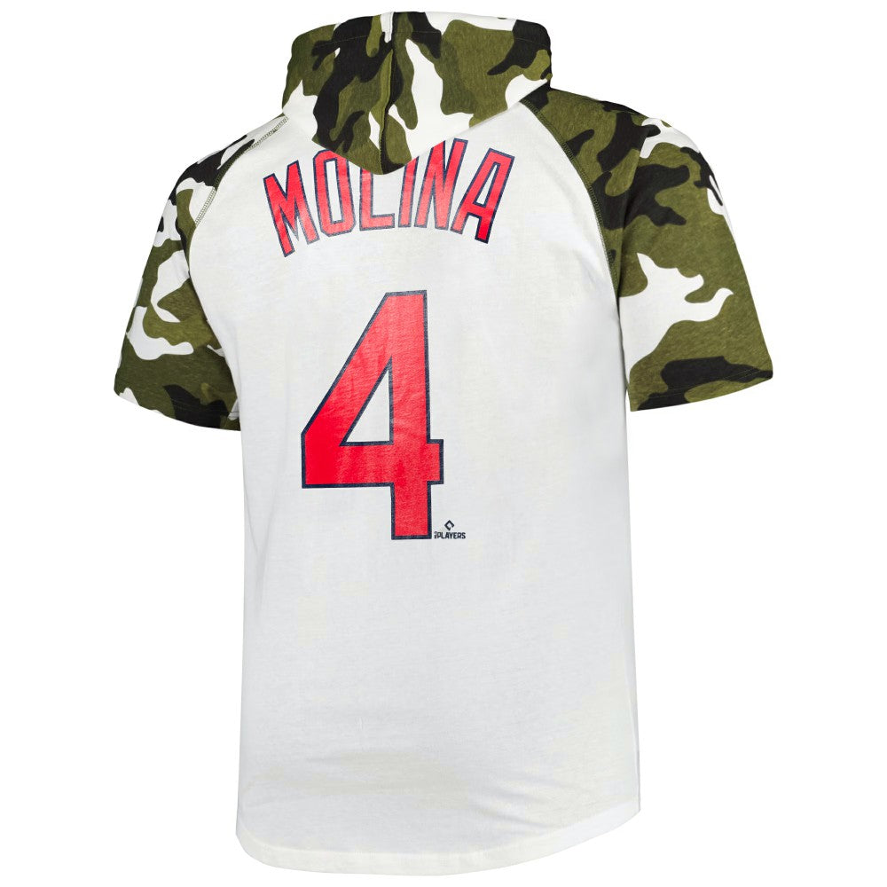Yadier Molina St. Louis Cardinals Player Big & Tall Raglan Hoodie T-Shirt - White/Camo