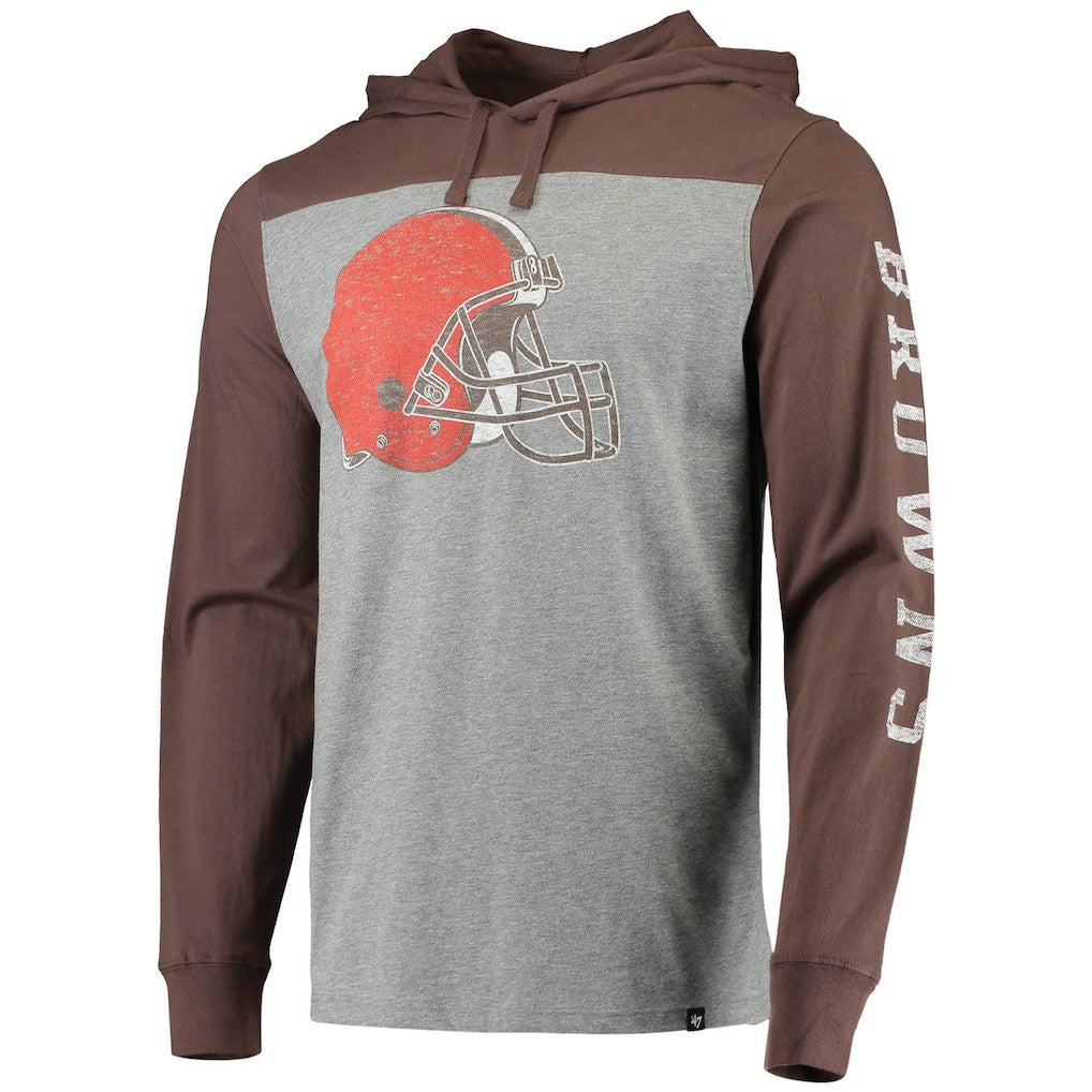 Cleveland Browns '47 Franklin Wooster Long Sleeve Hoodie T-Shirt - Heathered Gray/Brown online