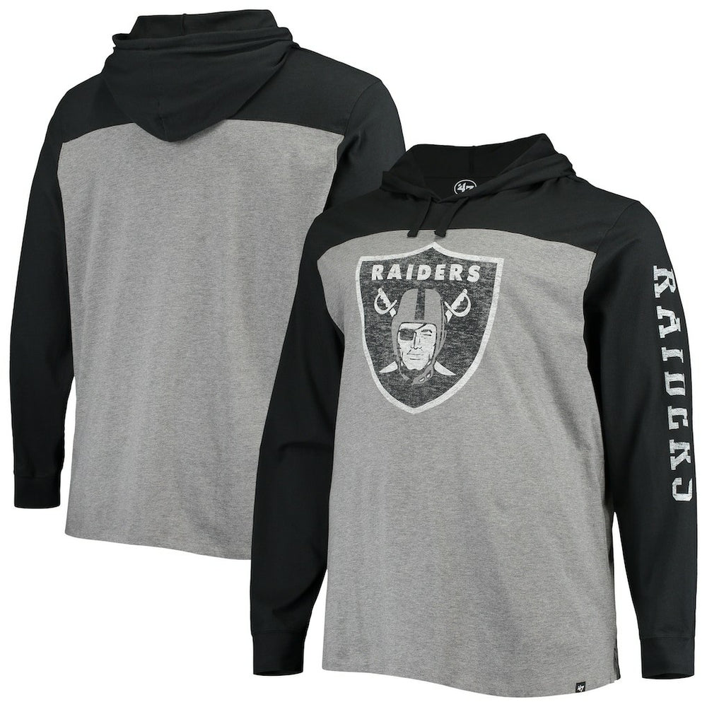 Las Vegas Raiders '47 Franklin Wooster Long Sleeve Hoodie T-Shirt - Heathered Gray/Black discount
