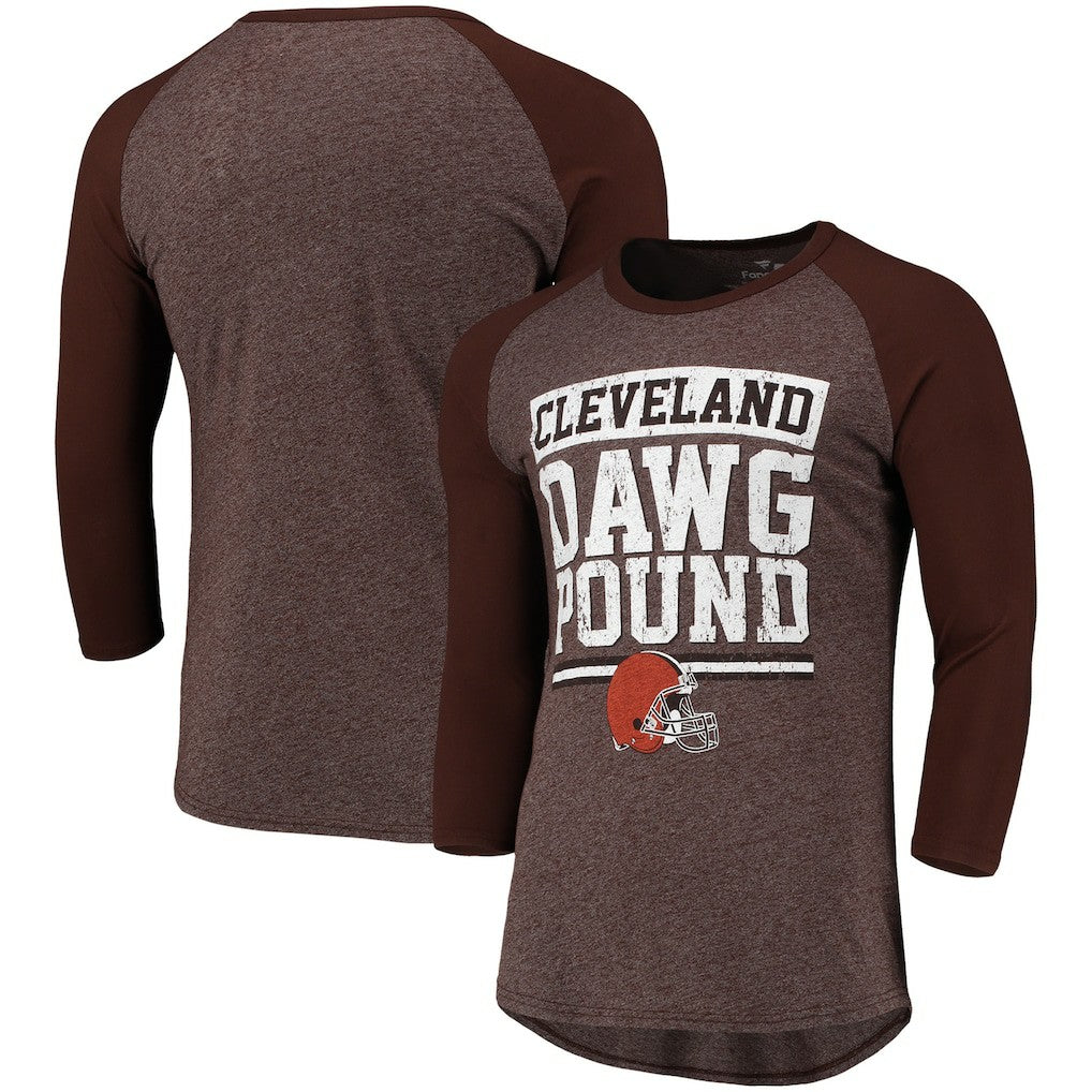 Cleveland Browns Pastime Raglan 3/4-Sleeve T-Shirt - Heathered Brown discount