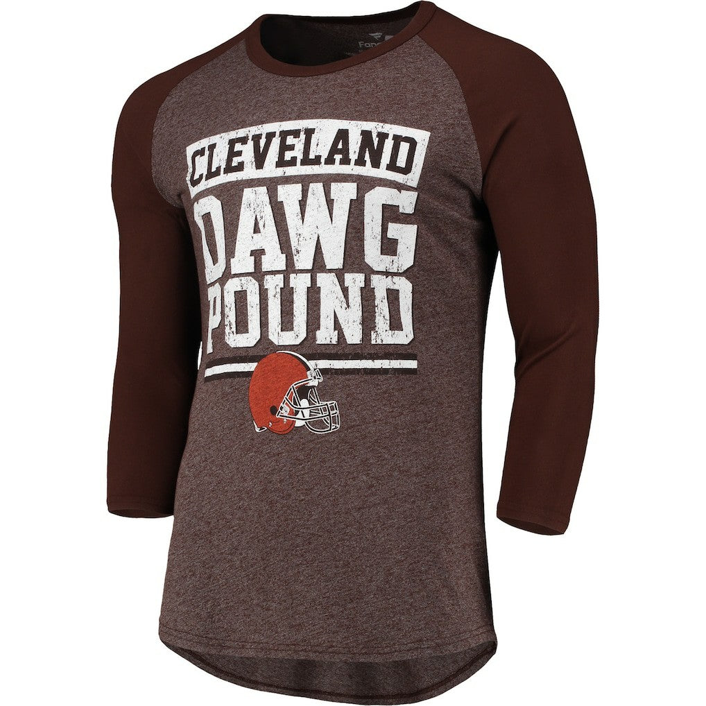 Cleveland Browns Pastime Raglan 3/4-Sleeve T-Shirt - Heathered Brown discount
