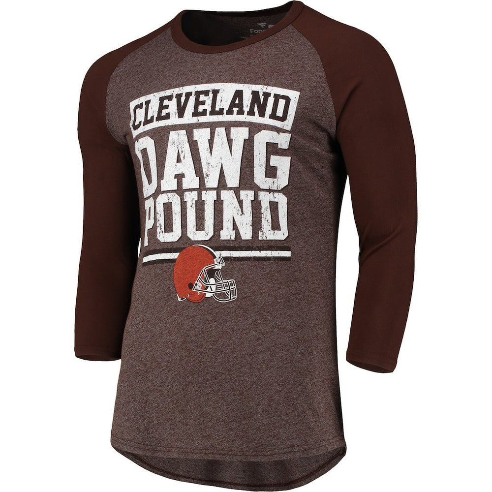 Cleveland Browns Pastime Raglan 3/4-Sleeve T-Shirt - Heathered Brown discount