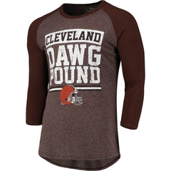 Cleveland Browns Pastime Raglan 3/4-Sleeve T-Shirt - Heathered Brown discount