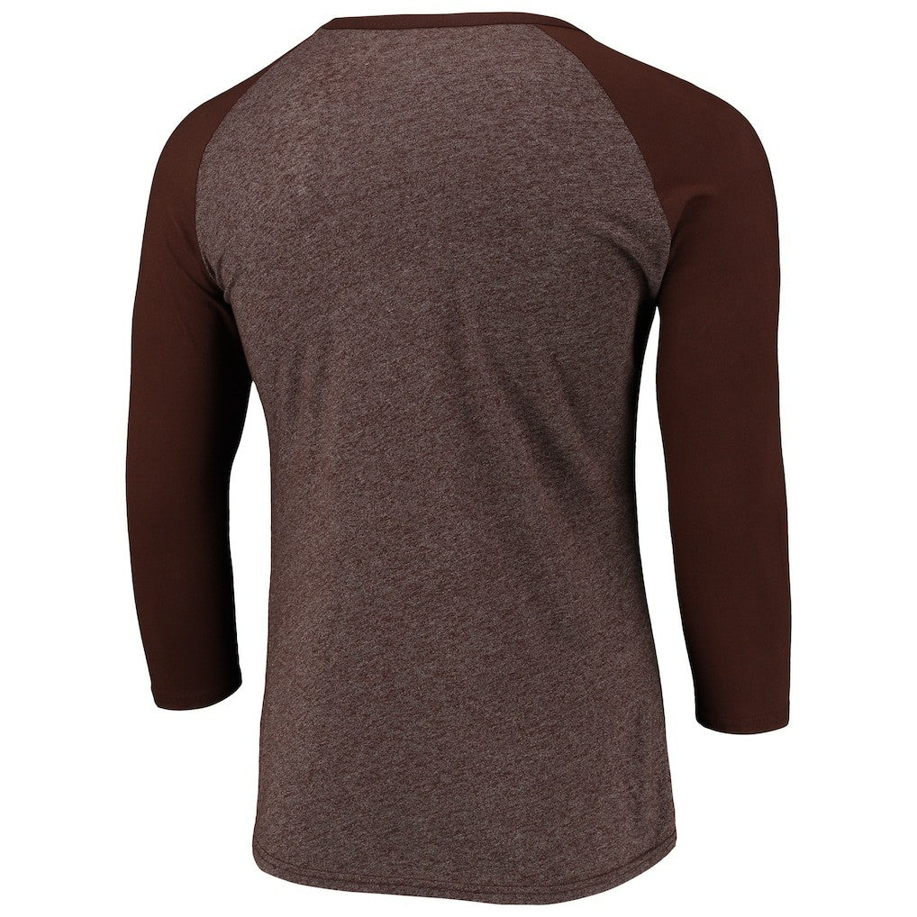 Cleveland Browns Pastime Raglan 3/4-Sleeve T-Shirt - Heathered Brown discount