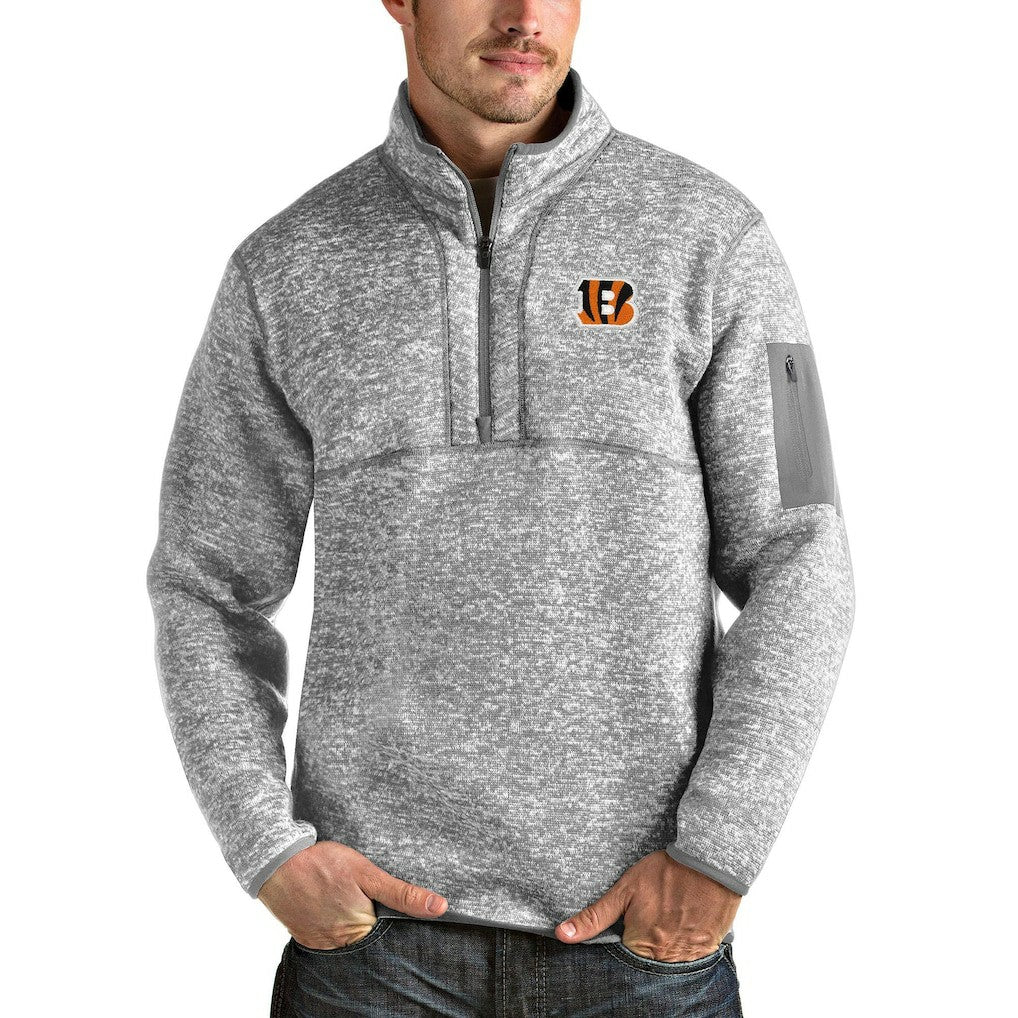 Cincinnati Bengals Antigua Team Logo Fortune Quarter-Zip Pullover Jacket - Heather Gray outlet