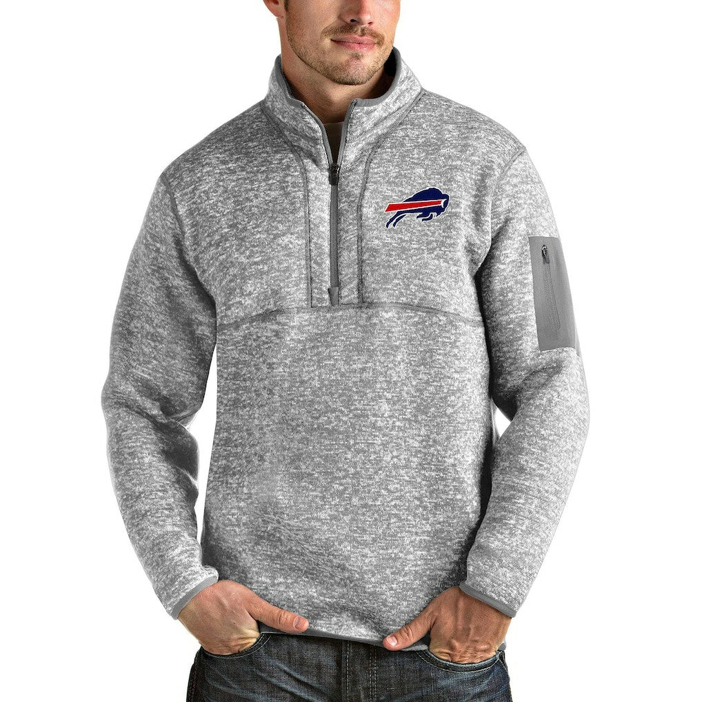 Buffalo Bills Antigua Team Logo Fortune Quarter-Zip Pullover Jacket - Heather Gray online