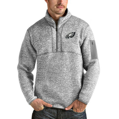 Philadelphia Eagles Antigua Team Logo Fortune Quarter-Zip Pullover Jacket - Heather Gray sale