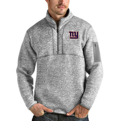 New York Giants Antigua Team Logo Fortune Quarter-Zip Pullover Jacket - Heather Gray outlet