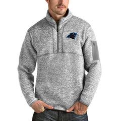 Carolina Panthers Antigua Team Logo Fortune Quarter-Zip Pullover Jacket - Heather Gray online