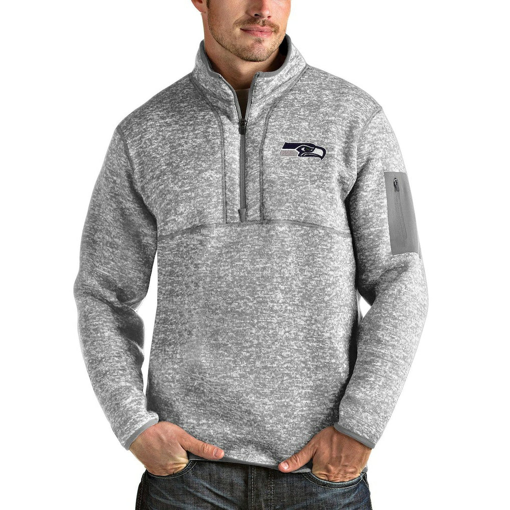 Seattle Seahawks Antigua Team Logo Fortune Quarter-Zip Pullover Jacket - Heather Gray outlet
