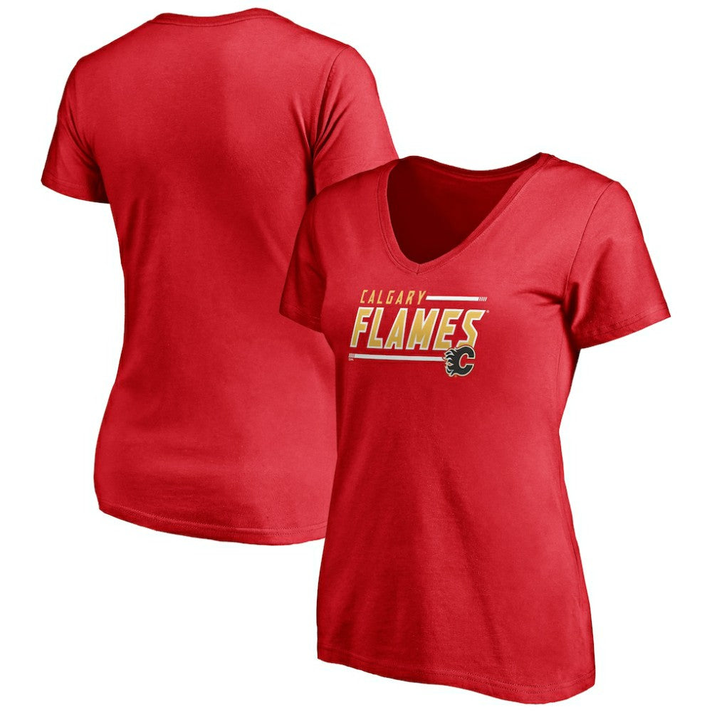Calgary Flames Fanatics Women's Plus Size Mascot In Bounds V-Neck T-Shirt Red