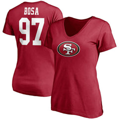 Nick Bosa San Francisco 49ers Women's Player Icon Name & Number V-Neck T-Shirt - Scarlet sale