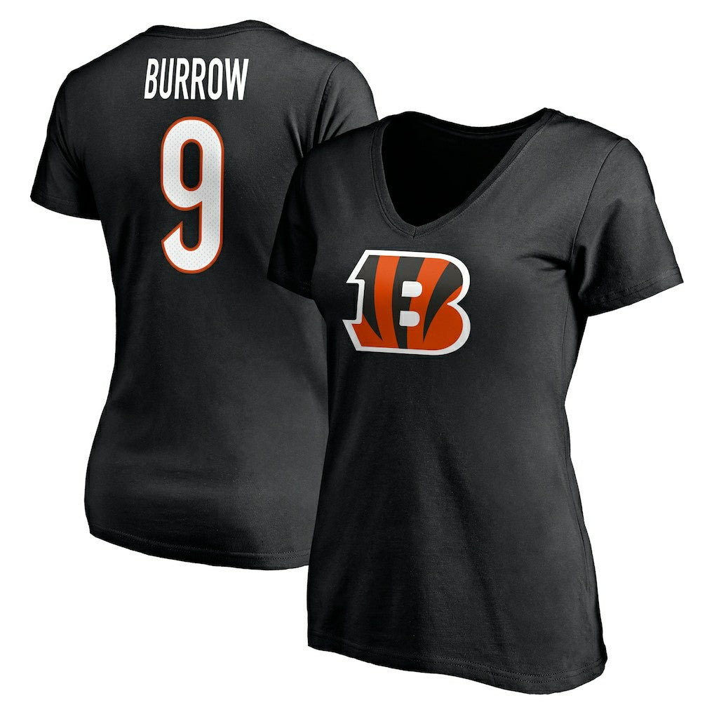 Joe Burrow Cincinnati Bengals Women's Player Icon Name & Number V-Neck T-Shirt - Black outlet