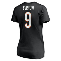 Joe Burrow Cincinnati Bengals Women's Player Icon Name & Number V-Neck T-Shirt - Black outlet
