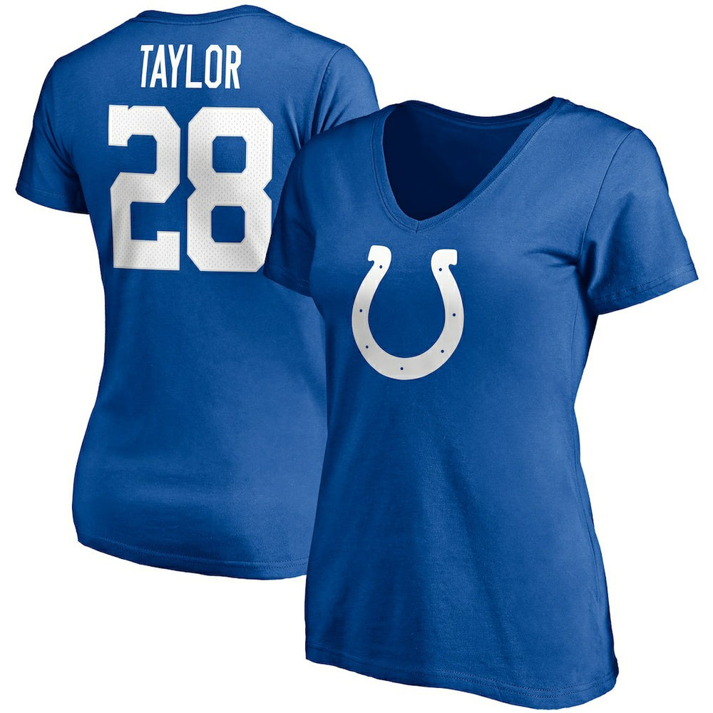 Jonathan Taylor Indianapolis Colts Women's Player Icon Name & Number V-Neck T-Shirt - Royal discount