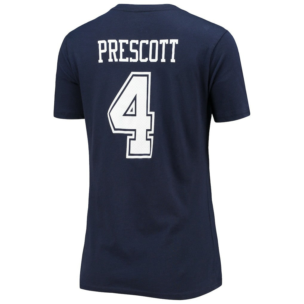 Dak Prescott Dallas Cowboys Women's Player Icon Name & Number V-Neck T-Shirt - Navy on sale