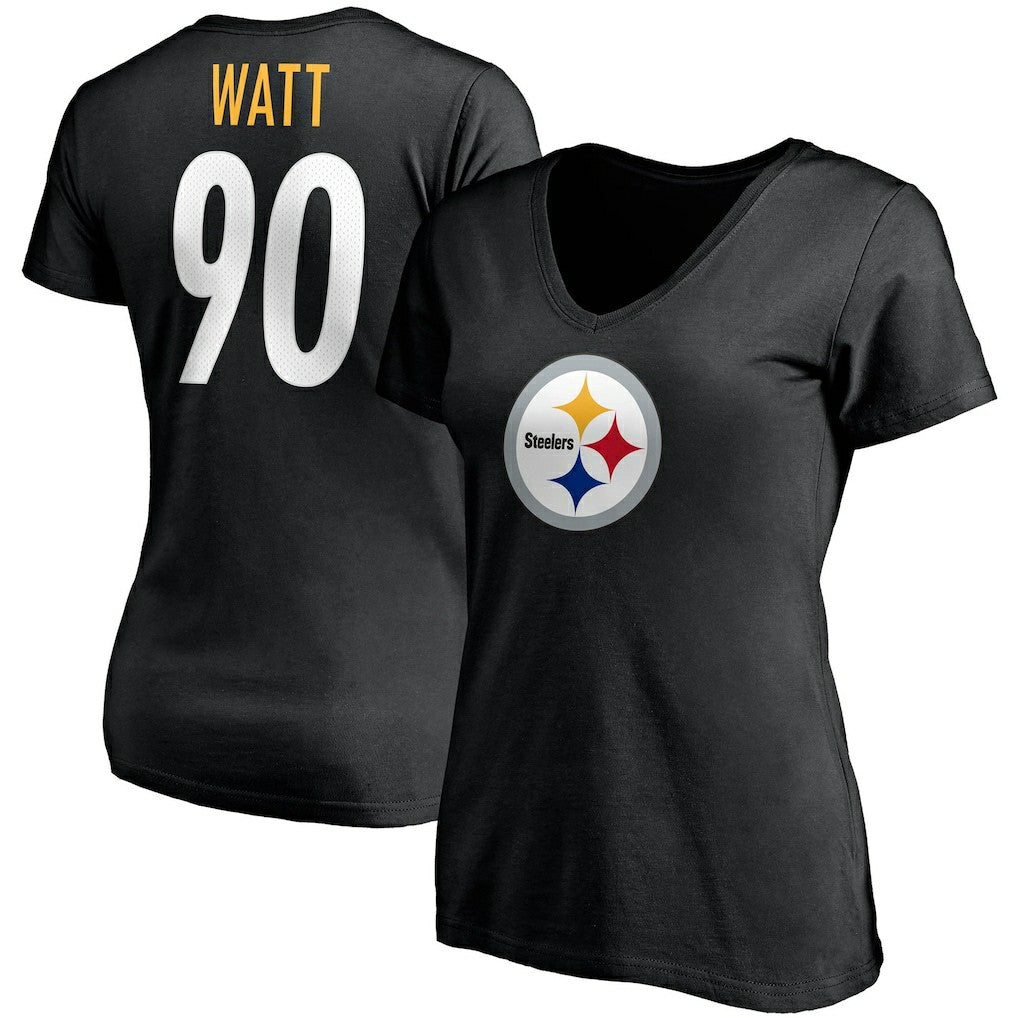 T.J. Watt Pittsburgh Steelers Women's Player Icon Name & Number V-Neck T-Shirt - Black outlet