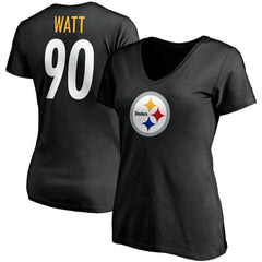 T.J. Watt Pittsburgh Steelers Women's Player Icon Name & Number V-Neck T-Shirt - Black outlet