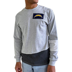 Los Angeles Chargers Refried Apparel Sustainable Angle Long Sleeve T-Shirt - Gray online