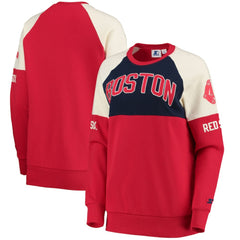 Boston Red Sox Starter Women's Baseline Raglan Pullover Sweatshirt - Red/Navy