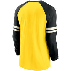 Pittsburgh Steelers Throwback Raglan Long Sleeve T-Shirt - Gold/Black | Nike outlet