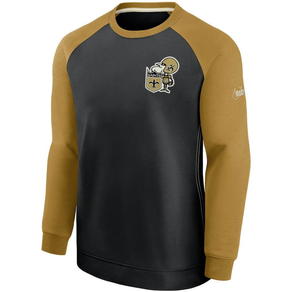 New Orleans Saints Historic Raglan Performance Pullover Sweater - Black/Gold | Nike outlet