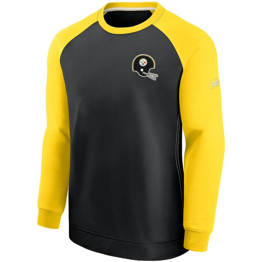 Pittsburgh Steelers Historic Raglan Crew Performance Sweater - Black/Gold | Nike outlet
