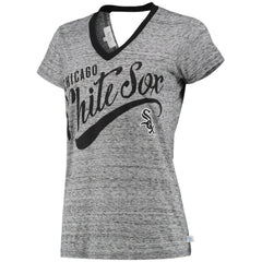 Chicago White Sox Touch Women's Hail Mary V-Neck Back Wrap T-Shirt - Black