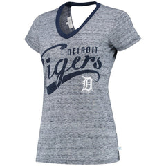 Detroit Tigers Touch Women's Hail Mary V-Neck Back Wrap T-Shirt - Navy