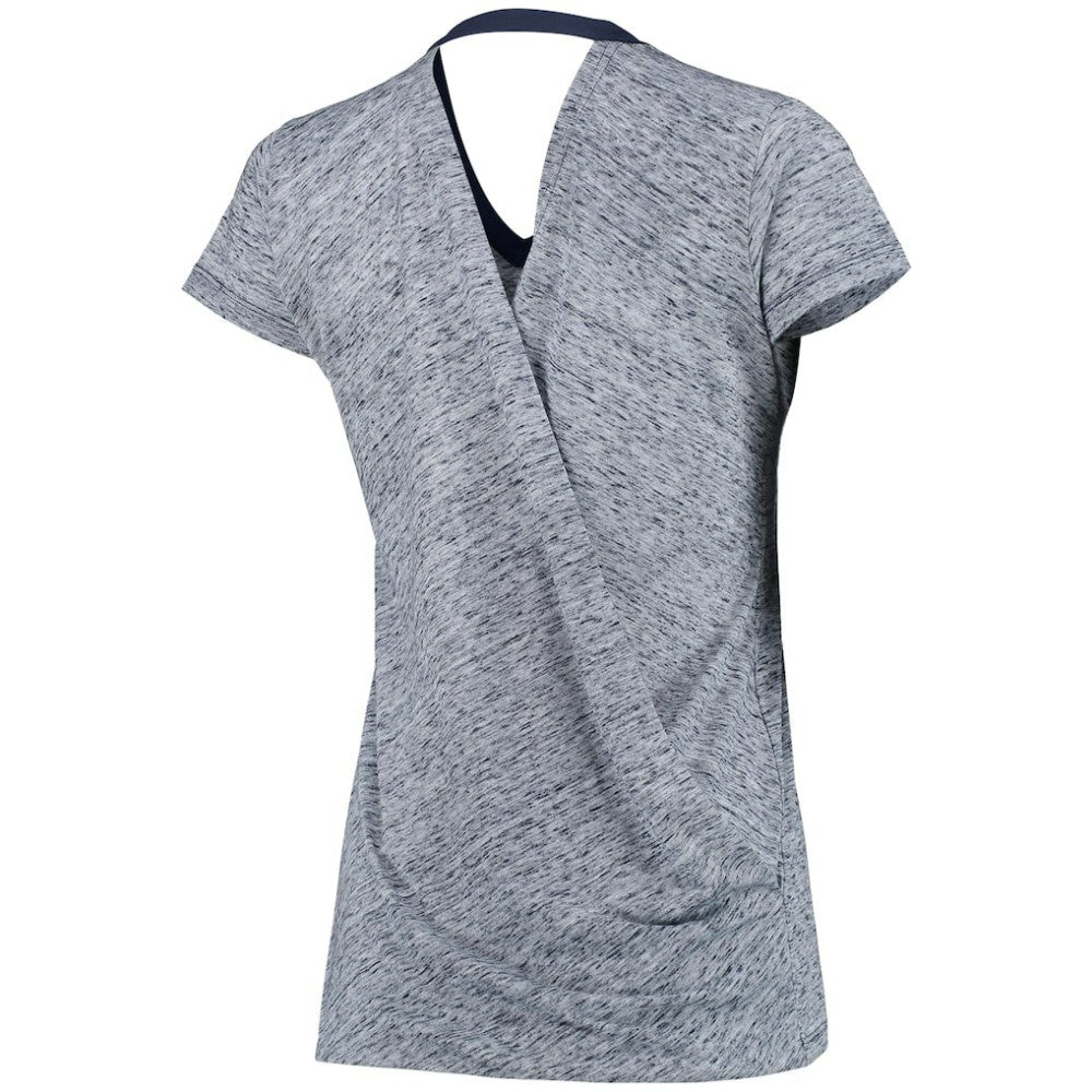Detroit Tigers Touch Women's Hail Mary V-Neck Back Wrap T-Shirt - Navy