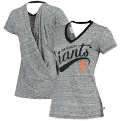 San Francisco Giants Touch Women's Hail Mary V-Neck Back Wrap T-Shirt - Black