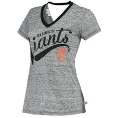 San Francisco Giants Touch Women's Hail Mary V-Neck Back Wrap T-Shirt - Black