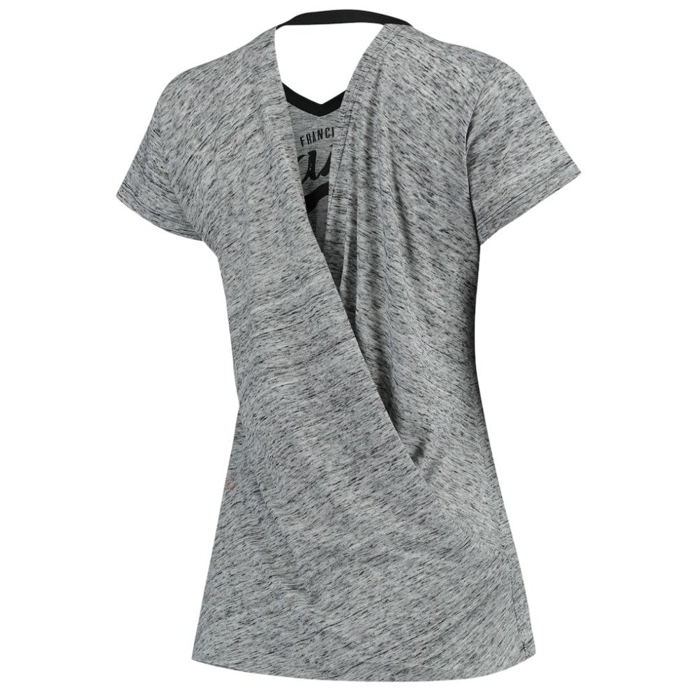 San Francisco Giants Touch Women's Hail Mary V-Neck Back Wrap T-Shirt - Black