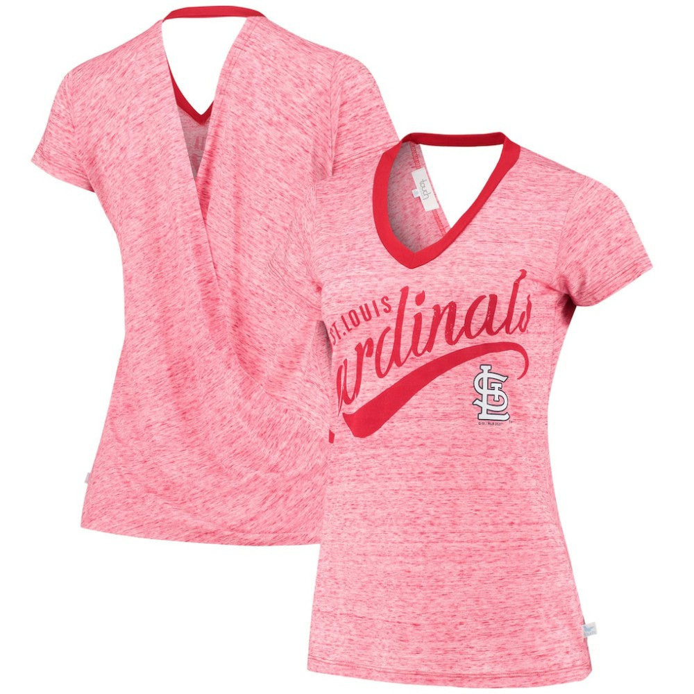 St. Louis Cardinals Touch Women's Hail Mary V-Neck Back Wrap T-Shirt - Red