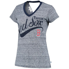 Boston Red Sox Touch Women's Hail Mary V-Neck Back Wrap T-Shirt - Navy