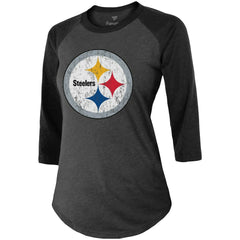 Chase Claypool Pittsburgh Steelers Women's Team Player Name & Number Tri-Blend Raglan 3/4-Sleeve T-Shirt - Black for sale