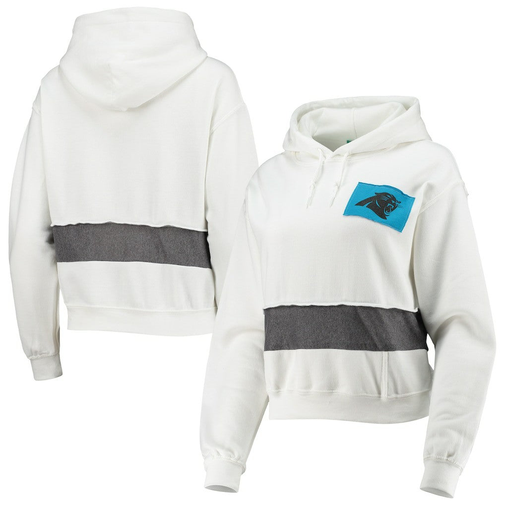 Carolina Panthers Refried Apparel Women's Sustainable Crop Dolman Pullover Hoodie - White sale