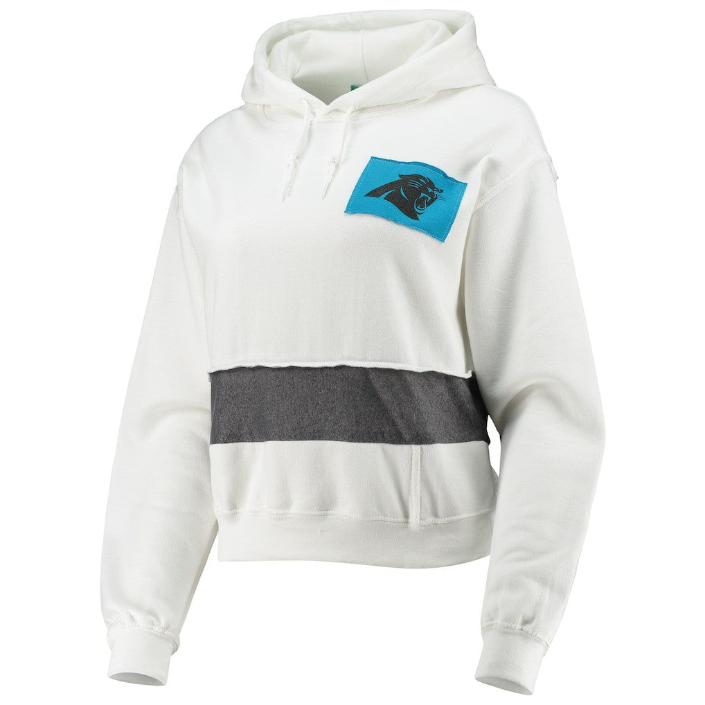 Carolina Panthers Refried Apparel Women's Sustainable Crop Dolman Pullover Hoodie - White sale